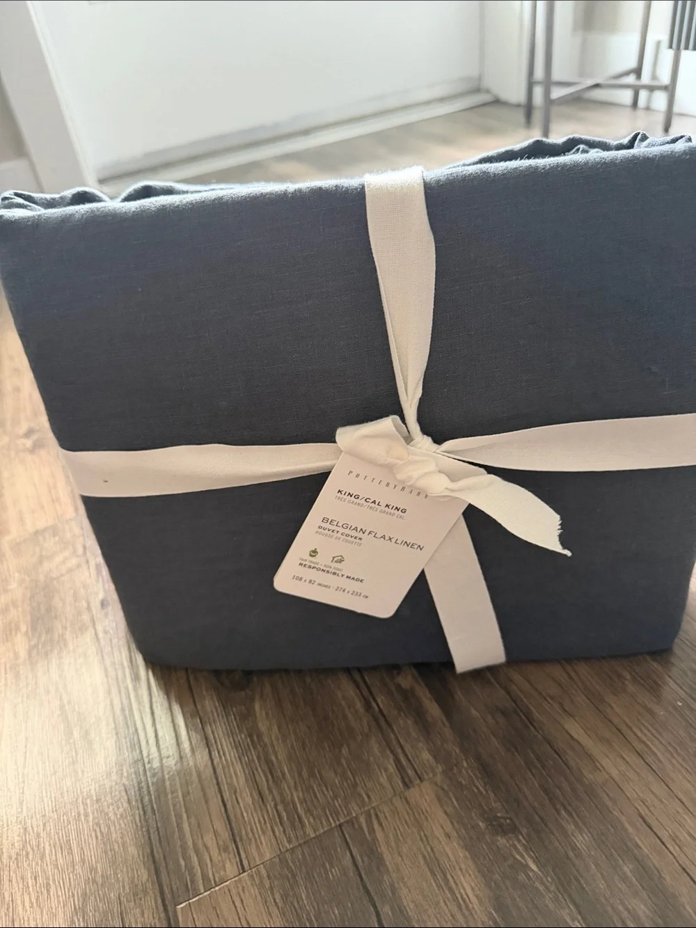 Pottery Barn Belgian Flax Linen Duvet Cover in Charcoal Gray